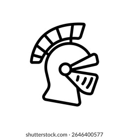 Ilustração do capacete do cavaleiro no estilo de ícone de linha detalhada, com viseira ondulada e topo curvo. Ideal para jogos de batalha, histórias de fantasia épicas e emblemas guerreiros.