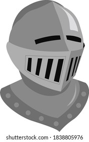 Knight helmet, illustration, vector on white background