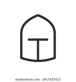 Knight helmet isolated icon, crusader helmet vector symbol with editable stroke