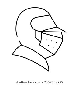 knight helmet line icon vector. knight helmet sign. isolated contour symbol black illustration
