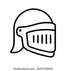 Vector del icono de la línea del casco del caballero en el fondo blanco 
Icono de la pistola de Vector sobre fondo blanco