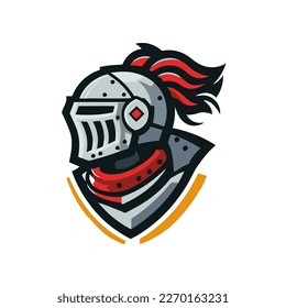 Knight Helmet Logo Design. Vector Illustration Isolated On White Background. esport team logo