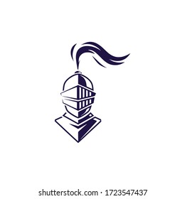 knight helmet logo icon design a simple line art style 