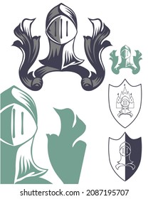 knight helmet logo set with two tone colours