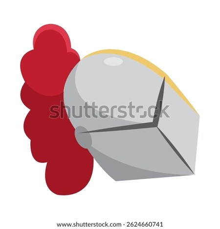 Knight helmet with red plume. Vector illustration
