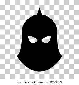 Knight Helmet vector icon. Illustration style is flat iconic black symbol on a transparent background.