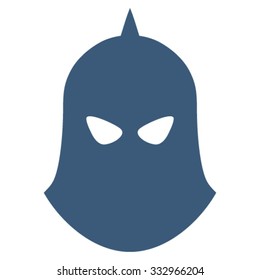 Knight Helmet vector icon. Style is flat symbol, blue color, rounded angles, white background.