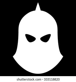 Knight Helmet vector icon. Style is flat symbol, white color, rounded angles, black background.