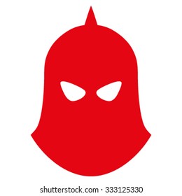 Knight Helmet vector icon. Style is flat symbol, red color, rounded angles, white background.