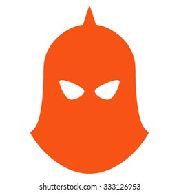 Knight Helmet vector icon. Style is flat symbol, orange color, rounded angles, white background.