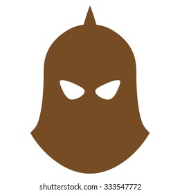 Knight Helmet vector icon. Style is flat symbol, brown color, rounded angles, white background.