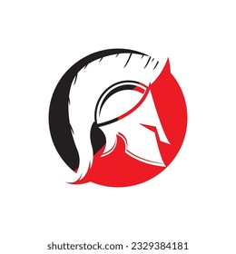 Knight helmet vector illustration for an icon, symbol or logo. knight flat logo gladiator