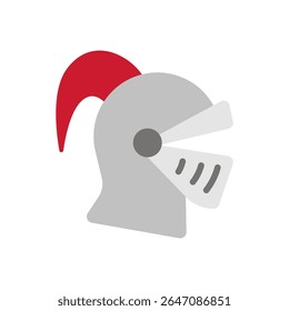 Capacete de cavaleiro com uma viseira e linhas de aço robustas, representando valor e proteção. Ideal para ícones de RPG, guerreiros ou conjuntos de armaduras.