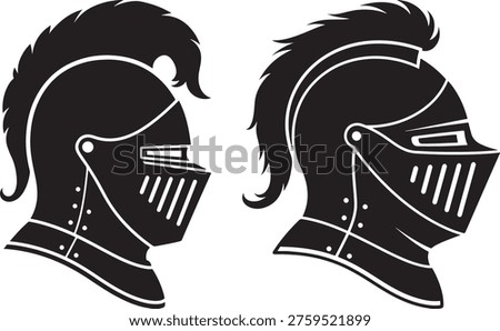 Knight helmets, medieval armor, historical warrior, head protection, graphic