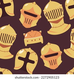 Knight helmets vector cartoon seamless pattern background for wallpaper, wrapping, packing, and backdrop.