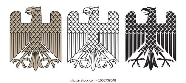 Knight heraldic emblem. German heraldic eagle, isolated on white, vector illustration