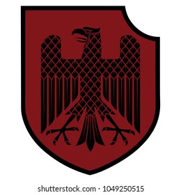 Knight heraldic emblem. German heraldic shield with an eagle, isolated on white, vector illustration