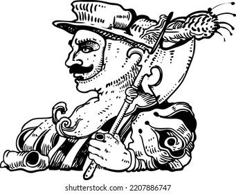 Linearato de elemento de la ilustración del vector heráldico de Knight