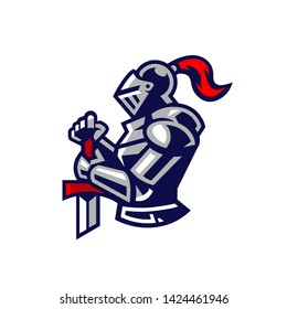 Knight Hold a Sword Mascot Logo Character