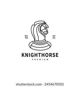Knight Horse chess monoline logo design 