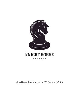 Knight Horse chess silhouette logo design
