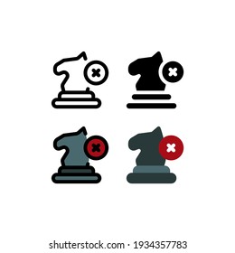 Knight Horse Deleted in Chess Game and Strategy Outline Icon, Logo, and illustration Vector