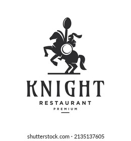 knight horse food logo mascot design vector stock illustration