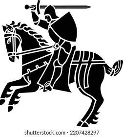 Knight in horse heraldic element vector ilustration