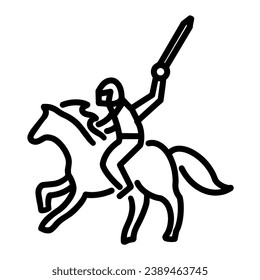 Knight with Horse Icon (Medieval Era Icon), True Black Icon