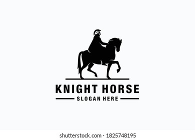 knight horse logo design vector template