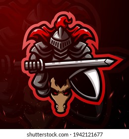 Knight with horse mascot esport logo design