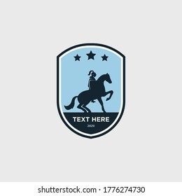 Knight horse rider simple badge logo design concept. Vector template