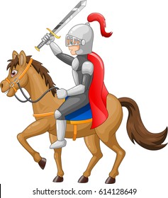 Knight horse shield sword Vector illustration
