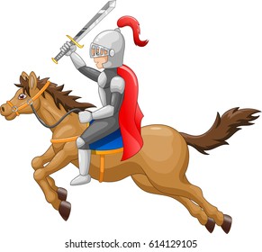 Knight Horse Shield Sword Vector Illustration Stock Vector (Royalty ...