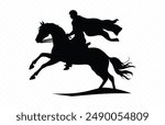 Knight Horse Silhouette Vector art bundle, Medieval Knight on Horseback black Silhouette Clipart Set