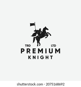 Knight Horse silhouette vintage logo design