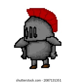 Knight icon. Pixel art knight or warrior character. Vector illustration. Game personnage isolated
