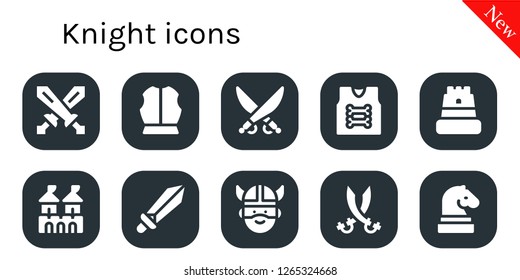  knight icon set. 10 filled knight icons. Simple modern icons about  - Swords, Armour, Saber, Armor, Castle, Fortress, Sword, Viking, Sabers, Chess