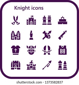 knight icon set. 16 filled knight icons.  Simple modern icons about  - Sabers, Castle, Chess, Bishop, Spear, Armour, Viking, Sword, Armor, Medieval, Lance
