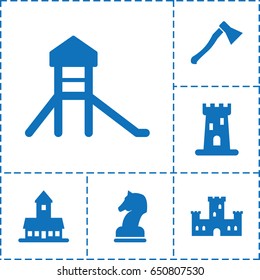 Knight icon. set of 6 knight filled icons such as castle, horse chess