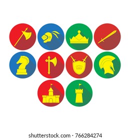 knight icon set with long shadow