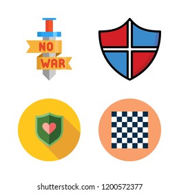 knight icon set. vector set about shield, sword and chess board icons set.