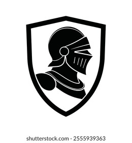 Knight icon with shield and sword on white background. vector icon illustration