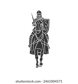 Knight Icon Silhouette Illustration. Medieval Fighter Vector Graphic Pictogram Symbol Clip Art. Doodle Sketch Black Sign.