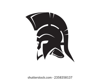 knight icon vector isolated in black and white colors. spartan helmet