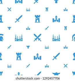 knight icons pattern seamless white background. Included editable filled castle, sword, helmet, chess horse icons. knight icons for web and mobile.