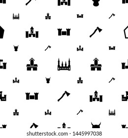 knight icons pattern seamless white background. Included editable filled castle, helmet, axe weapon, sword icons. knight icons for web and mobile.