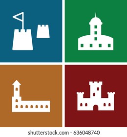 Knight icons set. set of 4 knight filled icons such as castle