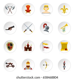 Knight icons set. Flat illustration of 16 knight vector icons set illustration
