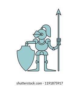 Knight isolated. Armor warrior. Medieval soldier Vector illustration